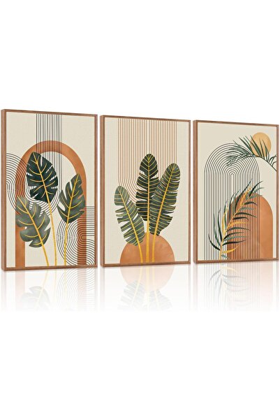 ALAYRA International مجموعة من 3 لوحات فنية تجريدية بسيطة على قماش، مقاس 30×4...