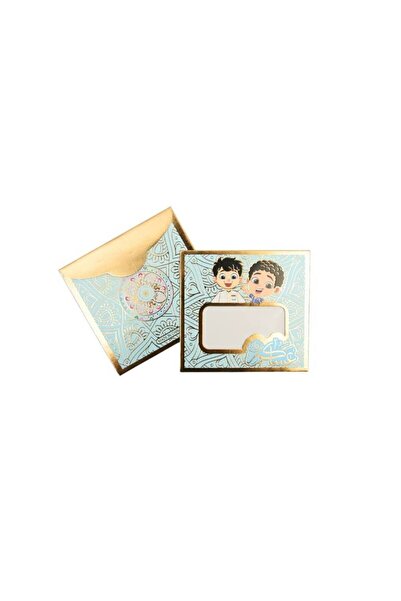 Meven Set Beauty Colored paper Eid envelopes cards, 2 pieces, 9x9 cm, designs for boys and girls