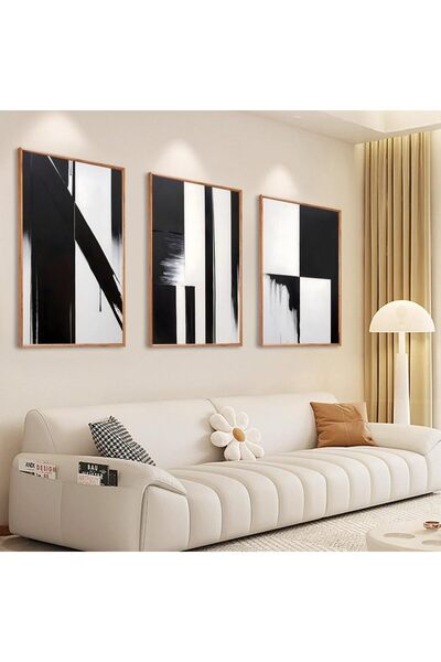 ALAYRA International مجموعة من 3 لوحات فنية تجريدية بسيطة على قماش، مقاس 40 ×...