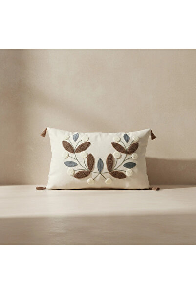 Shopyteks Papatya Bohemian Punch Embroidered Rectangular Throw Pillow Cover (Without Inner Filling)