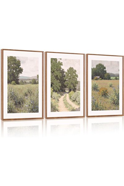 ALAYRA International مجموعة من 3 لوحات فنية تجريدية بسيطة على قماش، مقاس 30×4...