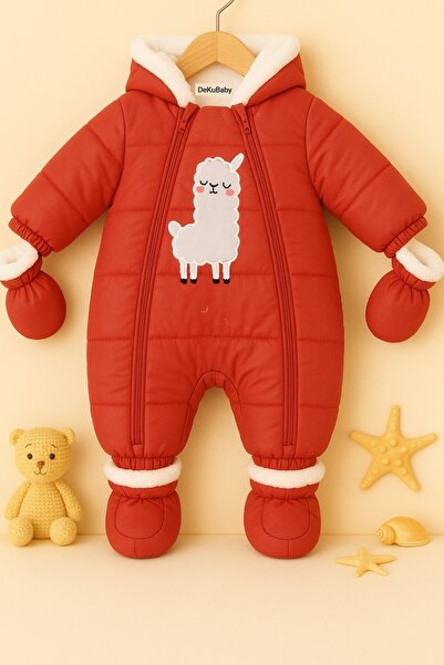 DeKuBaby SEVİMLİ FİGÜRLÜ KAPÜŞONLU İÇİ KÜRKLÜ PATİKLİ ELDİVENLİ BEBEK-ÇOCUK A...