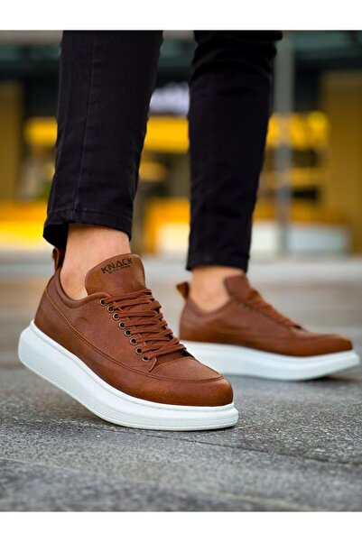 Zapatos حذاء رياضي رجالي يومي برباط من الجلد طراز KN814 CBT - لون أسمر