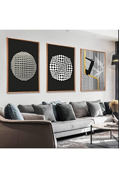 ALAYRA International مجموعة من 3 لوحات فنية تجريدية بسيطة على قماش، مقاس 40 ×...