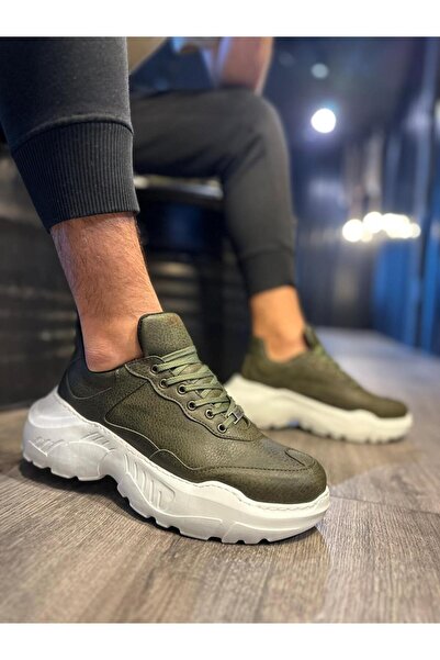 Zapatos Kn-N75 Men's Casual Lace-Up Leather Sports Sneaker Shoes Cbt - Khaki