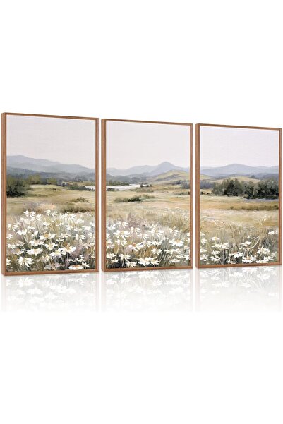 ALAYRA International مجموعة من 3 لوحات فنية تجريدية بسيطة على قماش، مقاس 40 ×...