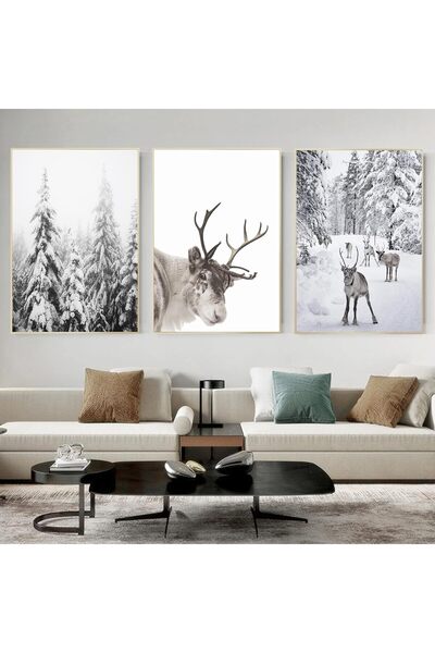 ALAYRA International مجموعة من 3 لوحات فنية تجريدية بسيطة على قماش، مقاس 40 ×...