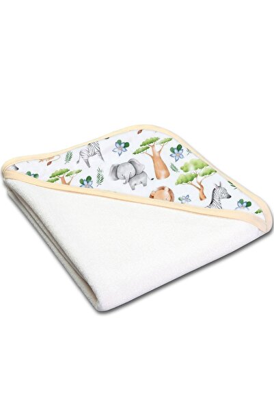 Kidizi Prosop bebe din bumbac cu gluga 90x90 cm Safari, potrivit de la naster...