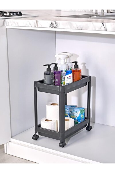 Leony رف منظم بعجلات - منظم متعدد الأغراض مكون من طبقتين تحت حوض المطبخ وخزان...