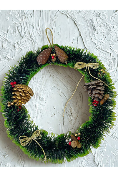 VANGUARD Design Yılbaşı Kapı Süsü 30 cm | Gerçek Kozalaklı Yılbaşı Kapı Süsü ...