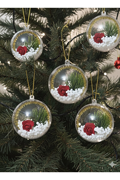 Bonicce Parti Süsleri, Ağaç Süsü 6 cm Şeffaf top 5 adet