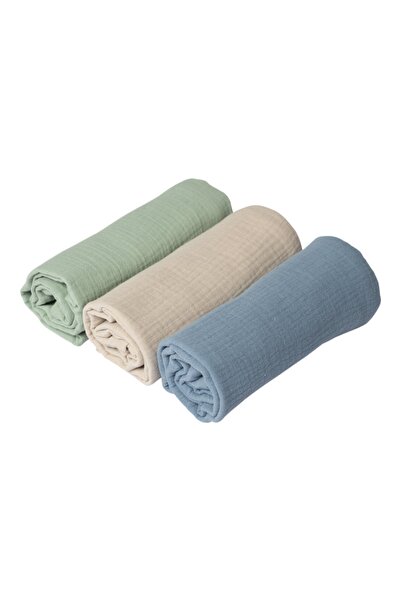 Kidizi Комплект от 3 меки Двуспален муселинови одеяла 78x78 см, ментово синьо...