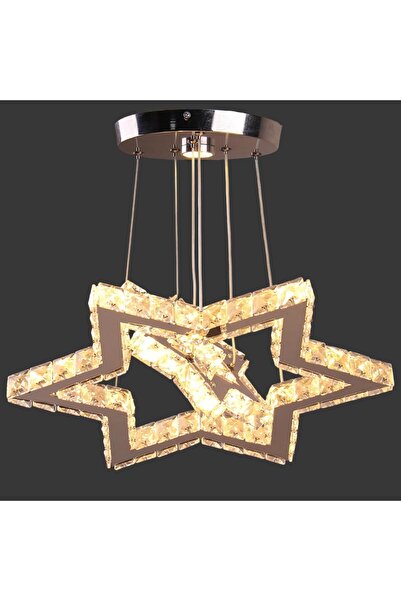 OEMN CXGLEAMING Modern Crystal LED Star Chandelier, 45W, Adjustable Height & Color