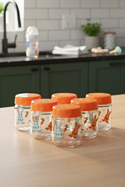 krommet Altılı Desenli Bebek Mama Kavanozu 200 Ml