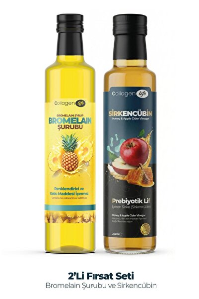 COLLAGEN LIFE Bromelain Ananas İçeren Detox Şurubu & Sirkencübin Prebiyotik S...