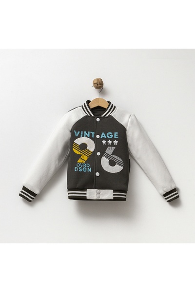UrazBebe %98 Pamuk Erkek Çocuk Kolej Ceketi – Elastanlı, Çıtçıtlı, Baskılı Bo...