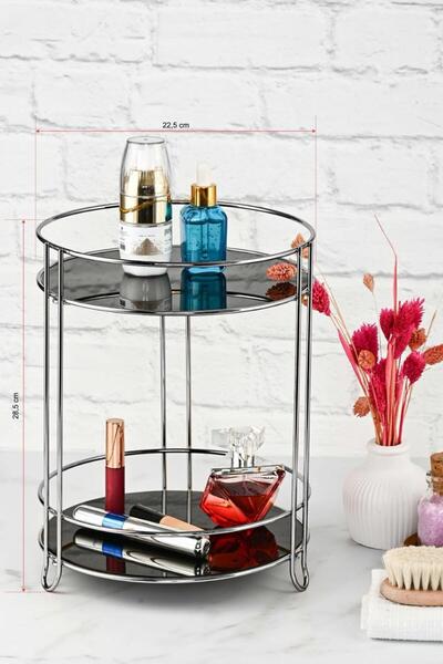 Saatistan İki Katlı Metal Yuvarlak Çok Amaçlı Düzenleyici, Şık ve Kullanışlı