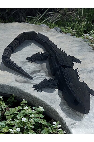 BSD Siyah 38 cm Hareketli Ejder Kertenkele Figürü – 3D Baskı Esnek Koleksiyon...