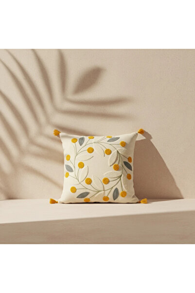 Shopyteks Papatya Bohemian Punch Embroidered Throw Pillow Cover (Without Inne...