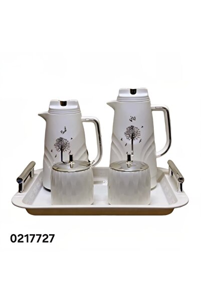 AL OSTORAH طقم ترامس شاي وقهوة مكون من 5 قطع ترمسين 1+0.7 لتر + طفرية اضافة الى علبتين للسكر و الحلويات