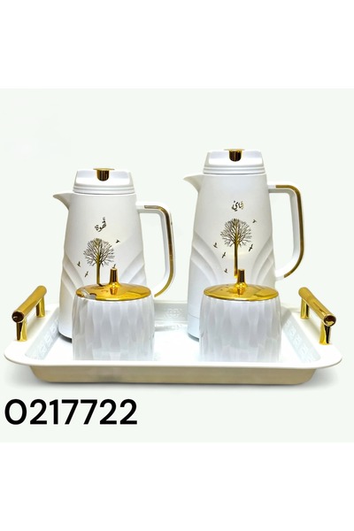 AL OSTORAH طقم ترامس شاي وقهوة مكون من 5 قطع ترمسين 1+0.7 لتر + طفرية اضافة ا...