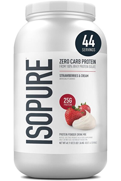 Isopure مسحوق بروتين مصل اللبن النقي 100% خالي من الكربوهيدرات، بنكهة الفراول...