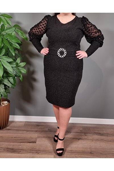 Fashionhaine.ro Rochie elegantă cambrată cu mâneci transparente și detaliu de...