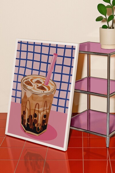 Base Concept Tablou decorativ cu ilustrații tematice Latte (încadrat)