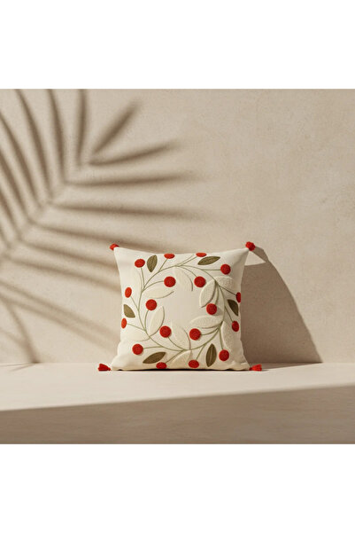 Shopyteks Papatya Bohemian Punch Embroidered Throw Pillow Cover (Without Inner Filling)