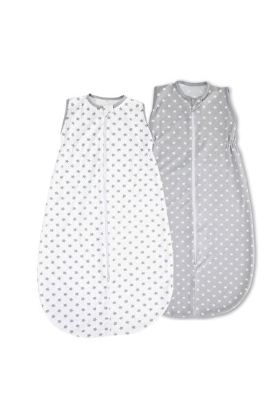 Kidizi Σετ 2 καλοκαιρινών υπνόσακων για μωρά 0-18 μηνών White Stars Grey Star...