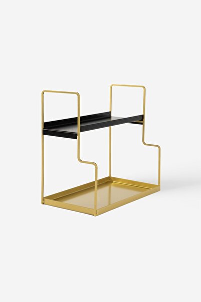 Saatistan Siyah ve Altın Metal 2 Katlı Çok Amaçlı Düzenleyici Organizer