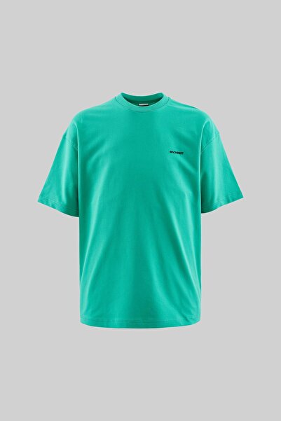 Machinist Erkek Solid Basic Pamuklu Oversize Yeşil Tişört