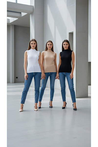 BERAUNDERWEAR Premium Women's Lycra Stretchable Breathable Half Turtleneck Body with Standing Collar Body 3-Piece Set