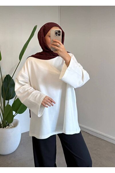 KEVRA Kadın Volan Kol Basic Oversize Tunik