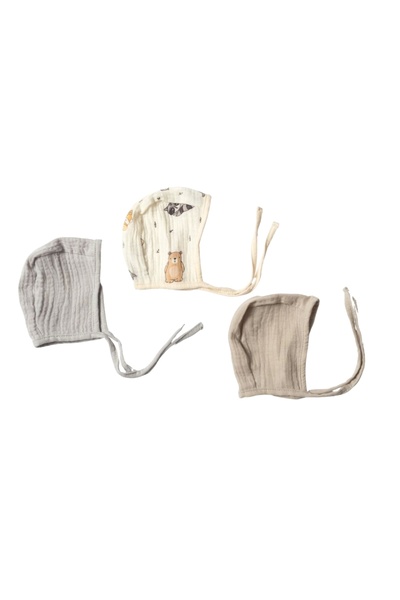 Kidizi Set 3 caciulite nou-nascut cu snur de vara Kidizi, varsta 2-6 luni, Cuddly Buddies, stil tichie,...