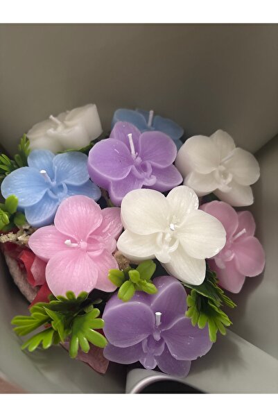 ORGANİKANNELER Orkide Mum Çiçek Sepeti (büyük boy ) istenilen renkte yapılır.