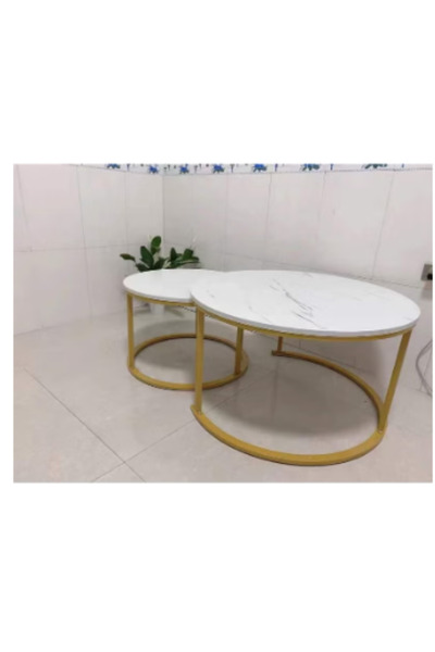 LAOBAN Coffee Table Set of 2 for Living Room, Round Coffee Table( white color)