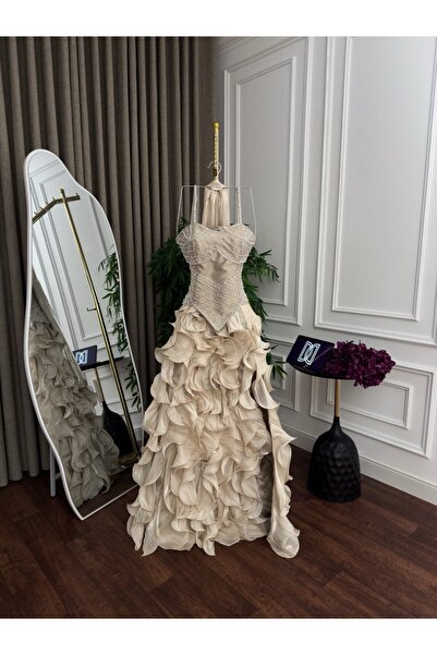 My first response Crinkle evening dress with hand embroidery