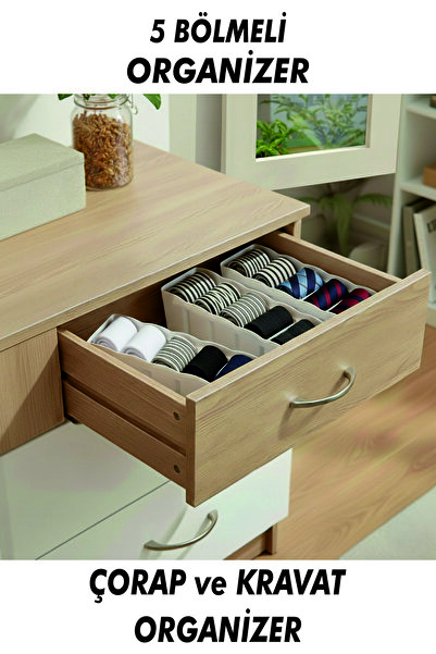 Ovio Ev&Yaşam Çekmece ve Dolap İçi Düzenleyici Beyaz Raf Düzenleyici Çorap Ça...