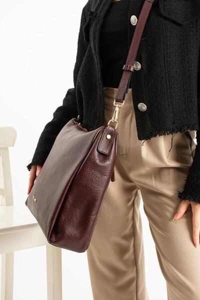 PIEL LINO Women's Genuine Leather Shoulder and Crossbody Bag Pl029-D Burgundy
