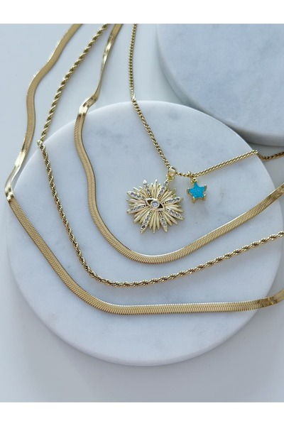 CHARMLUCKY Steel Multi Necklace Combination