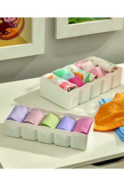 Ovio Ev&Yaşam Drawer and Closet Organizer White Shelf Organizer Socks Laundry Tie Shawl Organizer