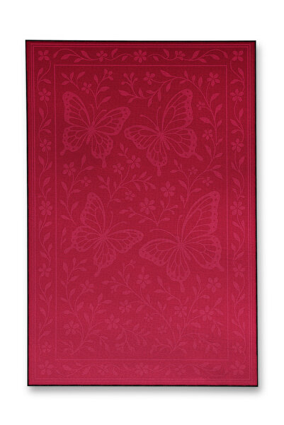 Rugs Modern Halı MOSSO Kırmızı Temalı Çiçek ve Kelebek Figür Desenli Dokuma T...