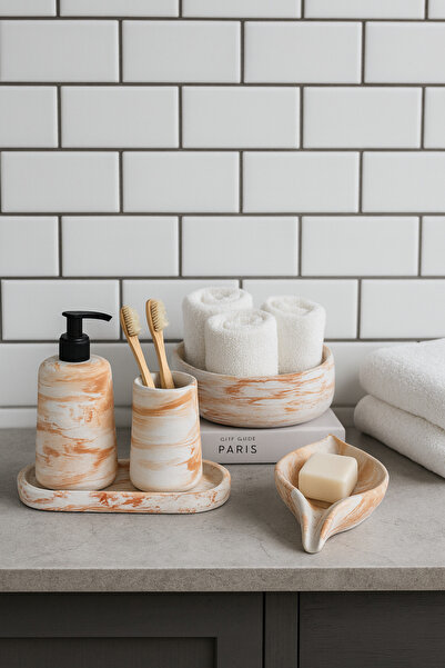 Zigzag Home Dekorativni set za kupatilo od 5 delova sa mramornim uzorkom, ova...