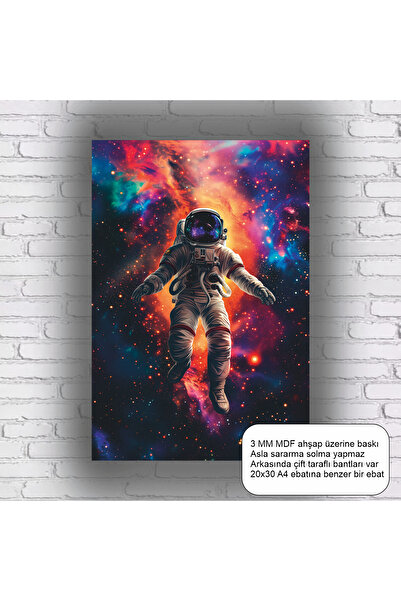 Hayat Poster Nebula Galaxy Space Astronaut Fun Science Mdf Painting Wood Poster