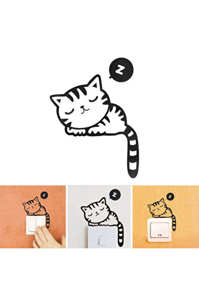 stickerino Autocolant Switch cu Pisicuță, 13x10 cm, Negru, Oracal