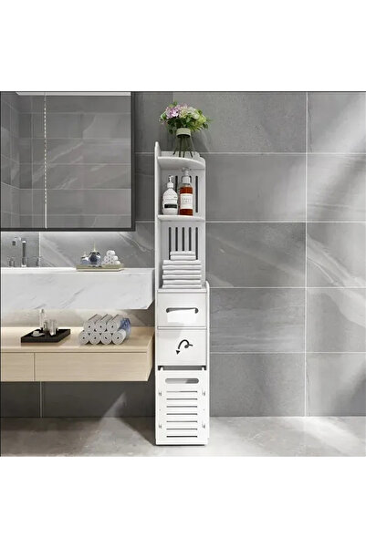 genric OneDcor Bathroom Storage Cabinet – Slim Freestanding Waterproof Cupboard with Toilet Paper Holder