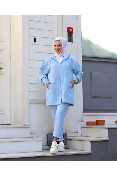 MODA TAY KADIN DOUBLE KUMAŞ FERMUARLI SPOR TAKIM