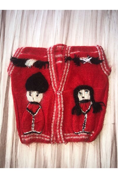 MOR TIRTIL سترة أطفال حمراء محبوكة يدويًا للجنسين مع هدية