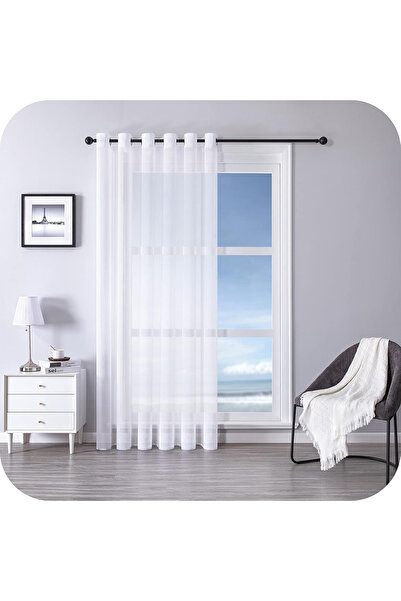 OEM Perdea transparentă din dantelă albă 225x300 cm, 1 bucată